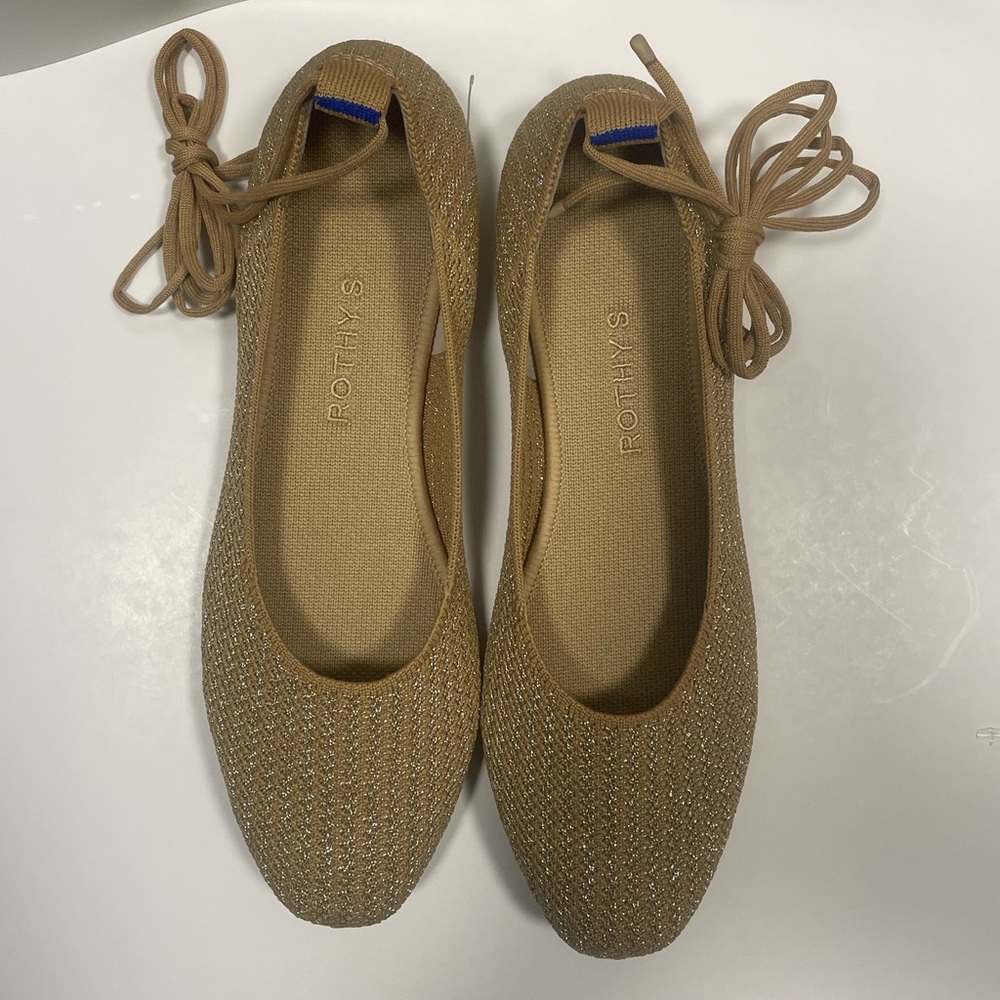 Rothy's Brown Women's Ballet Flats with Gold Accent